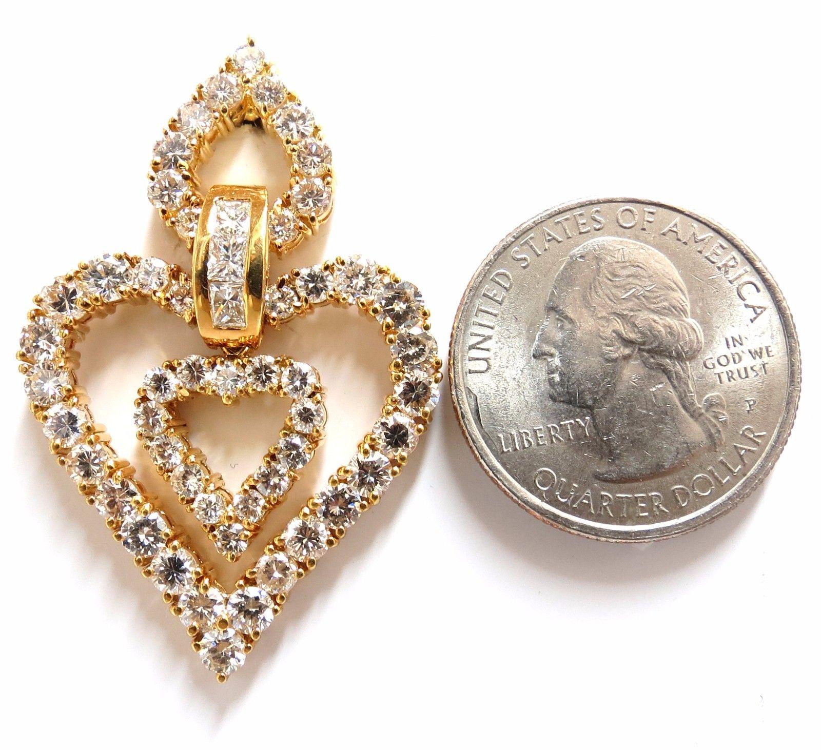 10.00ct orecchini a cuore con diamanti naturali baguette e tondi 18kt enormi In condizioni Nuovo in vendita a New York, NY