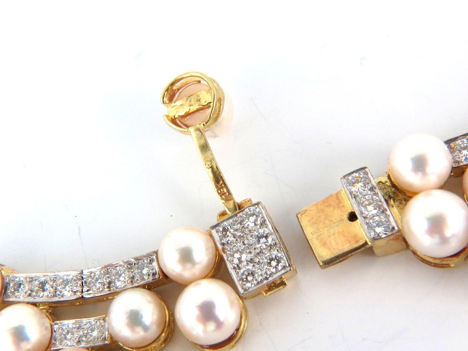 10.00ct Diamants Naturels & Perles Akoya 18kt Collier Opera Riviera Deco en vente 5
