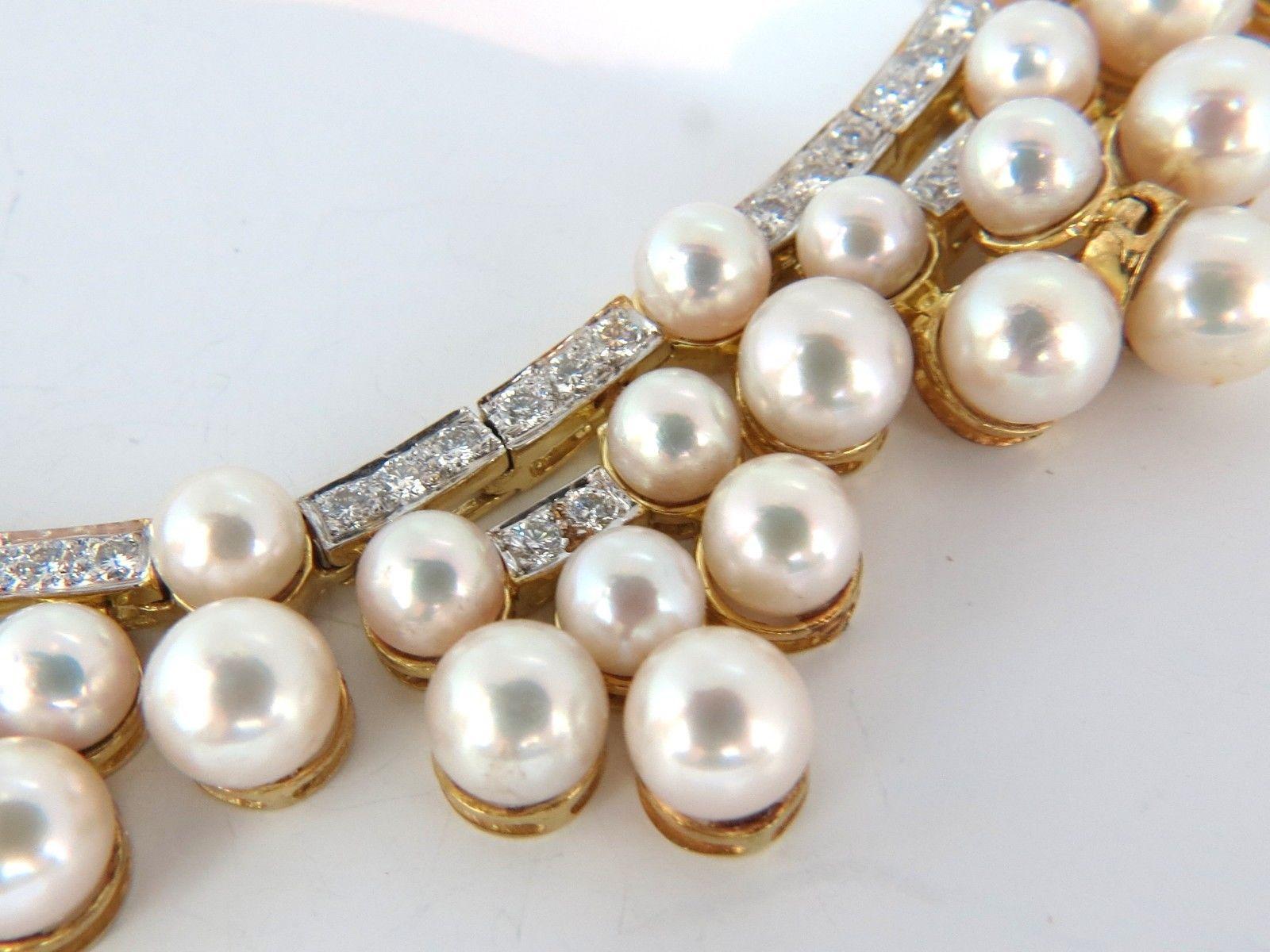 10.00ct Diamants Naturels & Perles Akoya 18kt Collier Opera Riviera Deco en vente 2