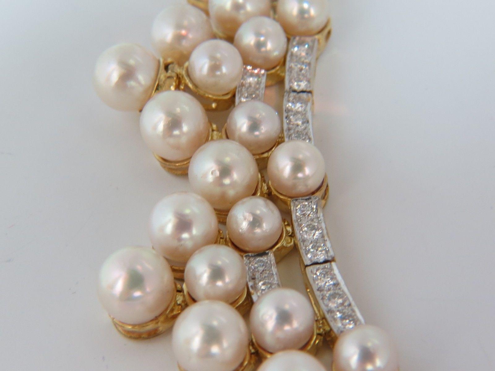 10.00ct Diamants Naturels & Perles Akoya 18kt Collier Opera Riviera Deco en vente 3