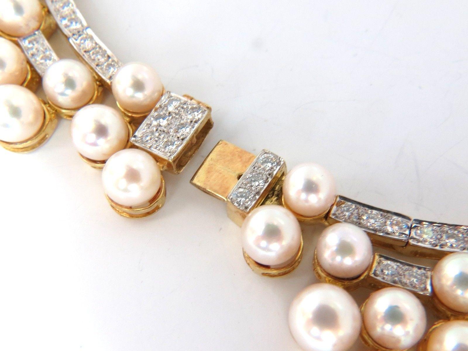 10.00ct Diamants Naturels & Perles Akoya 18kt Collier Opera Riviera Deco en vente 4