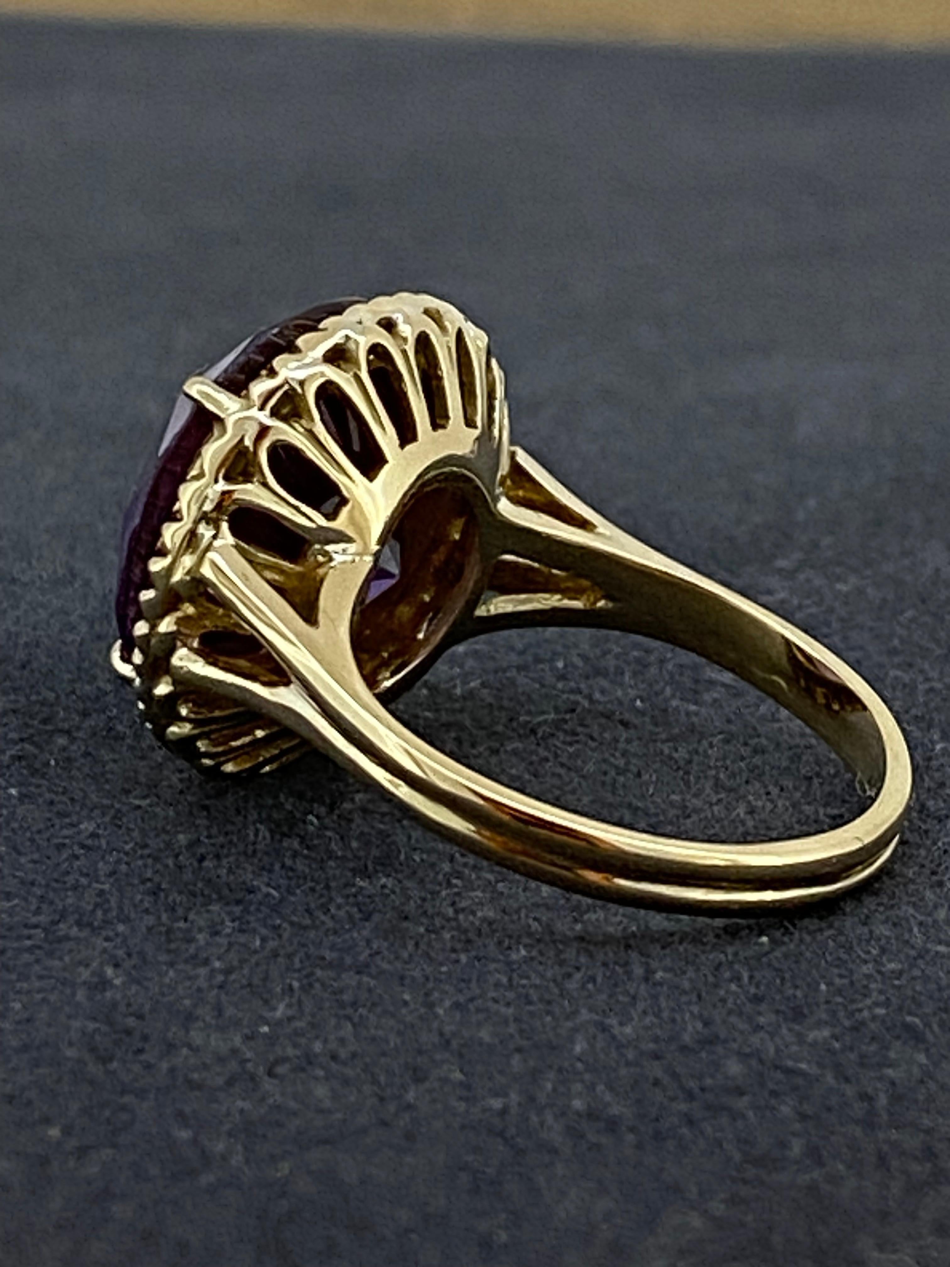 10.00ct Alexandrite Synthétique Ronde Solitaire Bague Rétro en Or Jaune 14K Pour femmes en vente