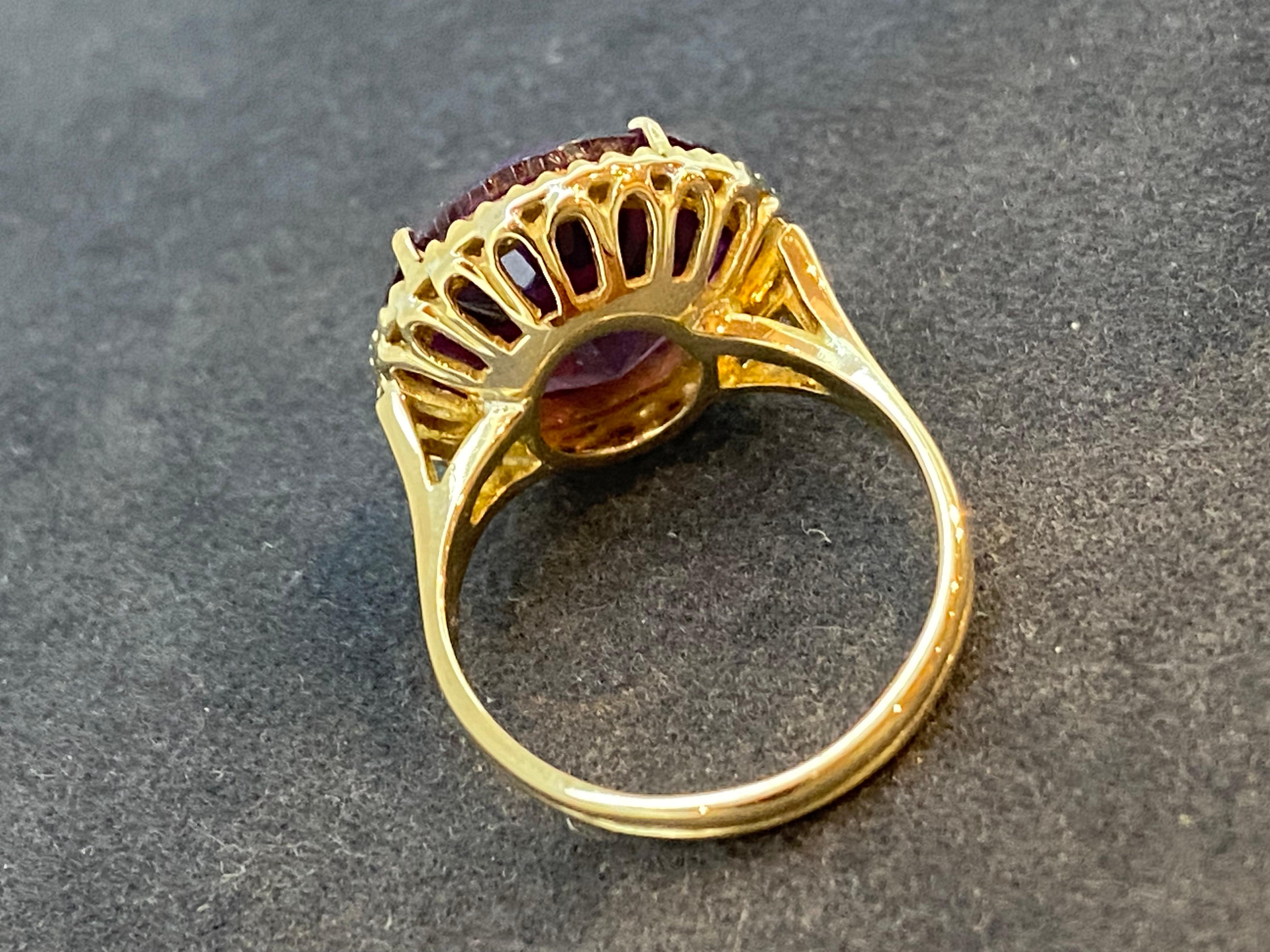 10.00ct Alexandrite Synthétique Ronde Solitaire Bague Rétro en Or Jaune 14K en vente 1