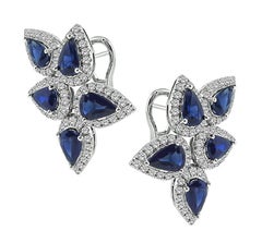 10.00ct Sapphire 3.00ct Diamond 14k Gold Earrings