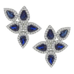 10.00ct Saphir 3.00ct Diamant 14k Gold Ohrringe