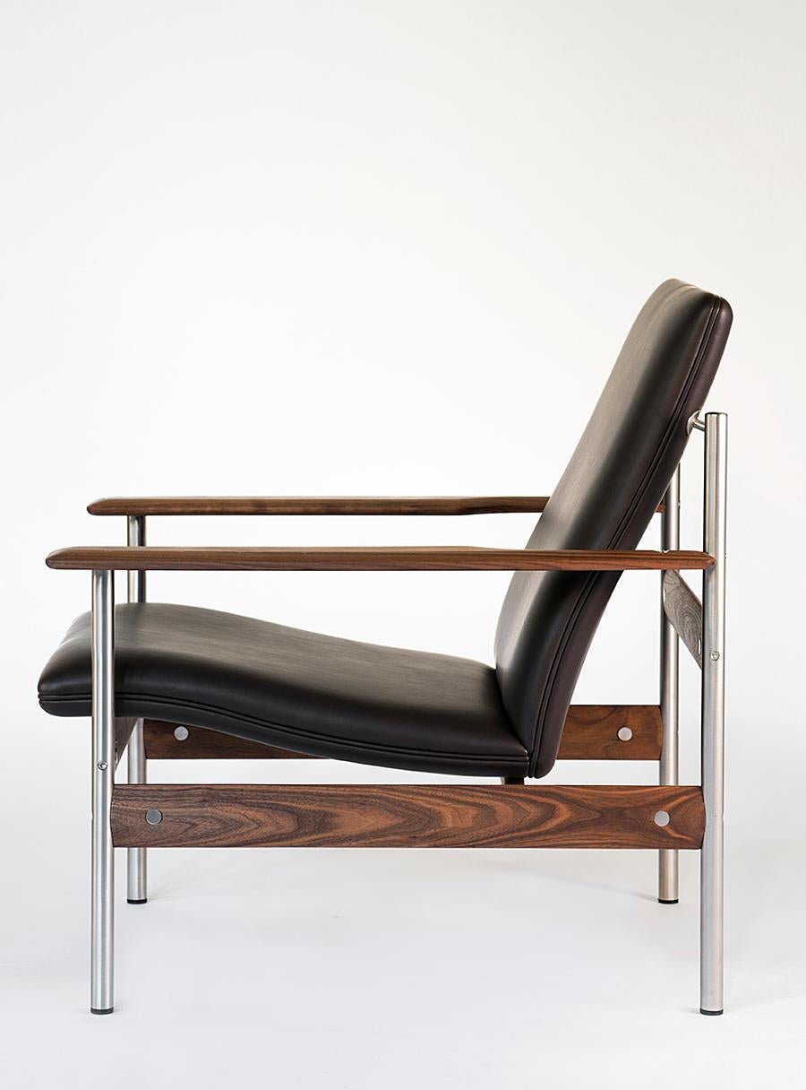Moderne Chaise longue 1001 AFS de Fjord Fiesta en cuir noir en vente