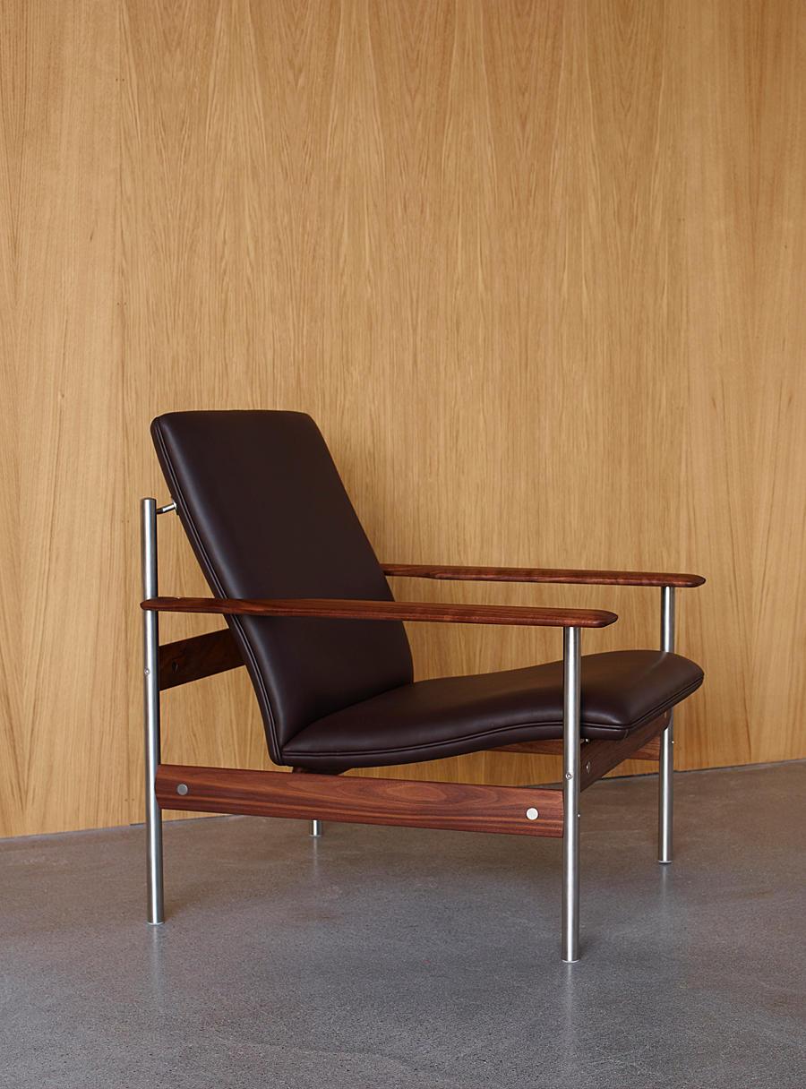 XXIe siècle et contemporain Chaise longue 1001 AFS de Fjord Fiesta en cuir noir en vente
