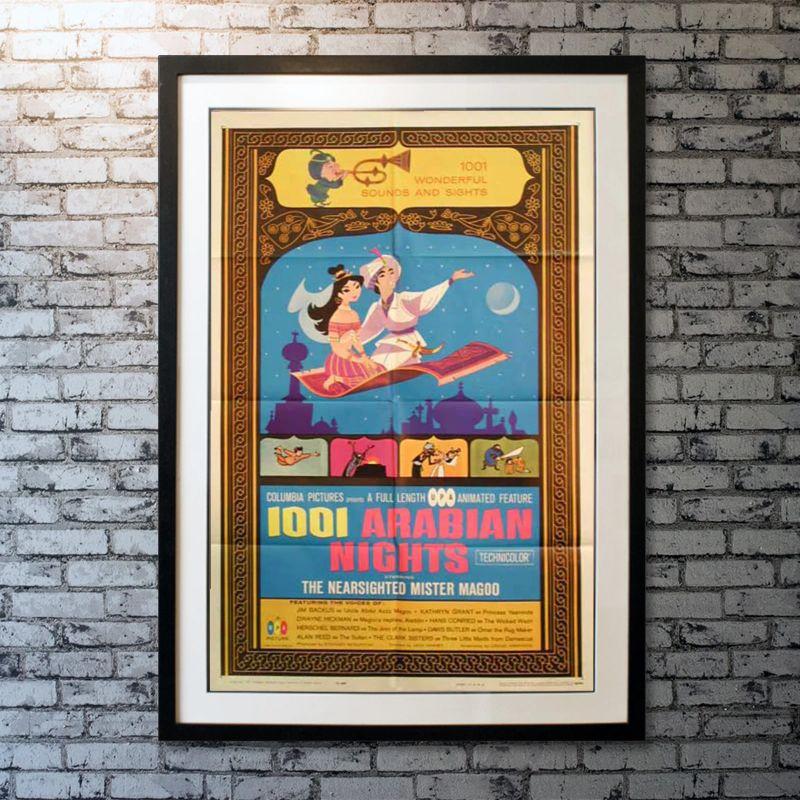 1001 Arabian Nights, unframed poster, 1959

Original one sheet (27 X 41 inche). Mr. Magoo's ancestor, Abdul Aziz Magoo, is the uncle of Aladdin, who falls in love with a princess.

Year: 1959
Nationality: United States
Condition: