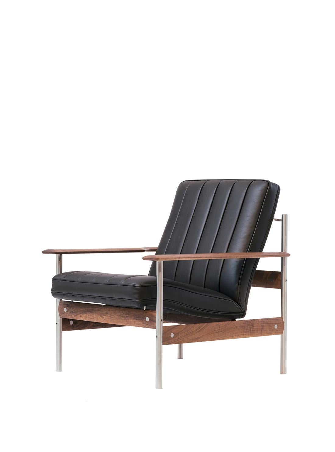Moderne Fauteuil 1001 AX de Fjord Fiesta en cuir noir en vente