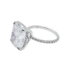 10.01 Carat Cushion Diamond Ring Brilliant White 18K White Gold