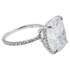10.01 Carat Cushion Diamond Ring Brilliant White 18K White Gold
