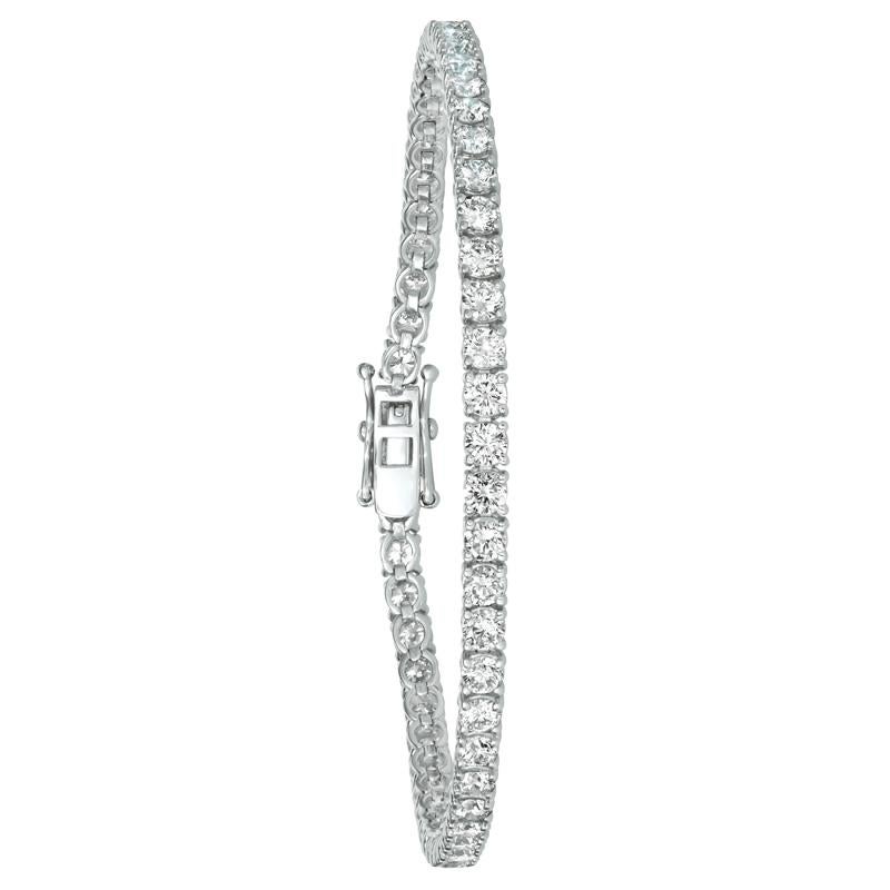 Taille ronde 10.01 Carat Diamond Tennis Bracelet G SI 43 stones 14K White Gold 7'' en vente