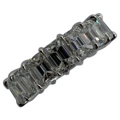 10.01 Carat Emerald Cut Diamond Eternity Band Ring