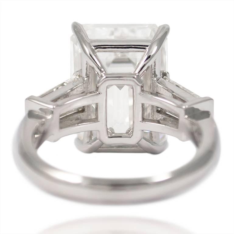 10.01 Carat Emerald Cut Diamond Platinum Classic Ring GIA 1