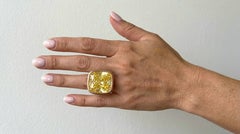 10.01 Carat Fancy Yellow Cushion Cut Diamond Ring in 18K Rose Gold