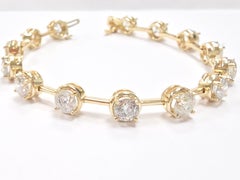 PRIX DE GROS, bracelet à barrettes en diamants naturels de 10,01 carats, en or jaune 14 carats