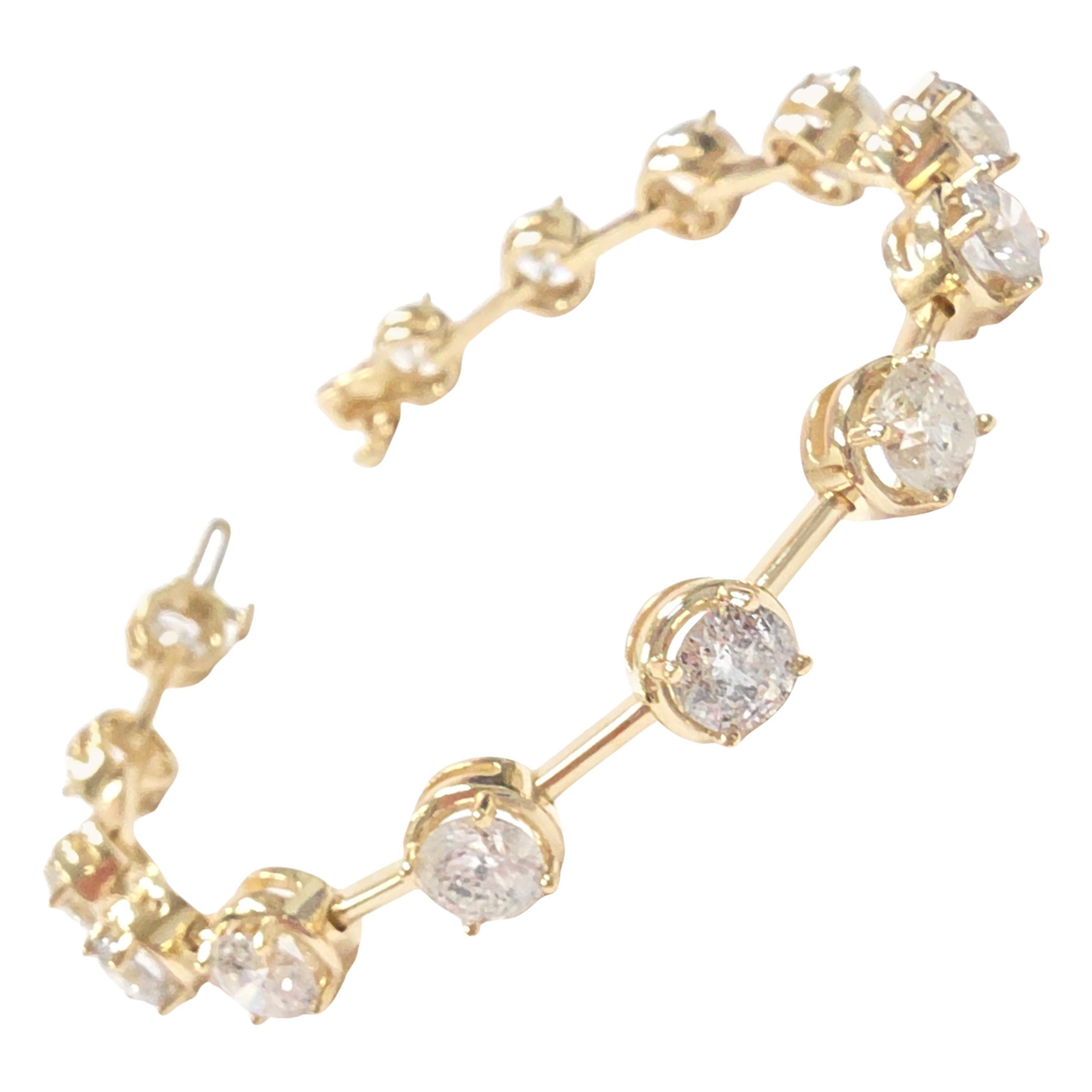 PRICED WHOLESALE, 10.01 Carat Natural Diamond Bar Bracelet 14 Karat Yellow Gold