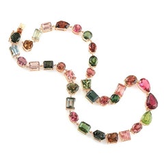 100.17 Carat Multi Tourmaline 18 Karat Rose Gold Necklace