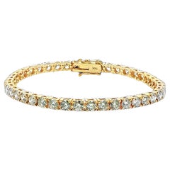 10,01ct. Bracciale tennis con diamanti tondi e brillanti in oro giallo 14 carati