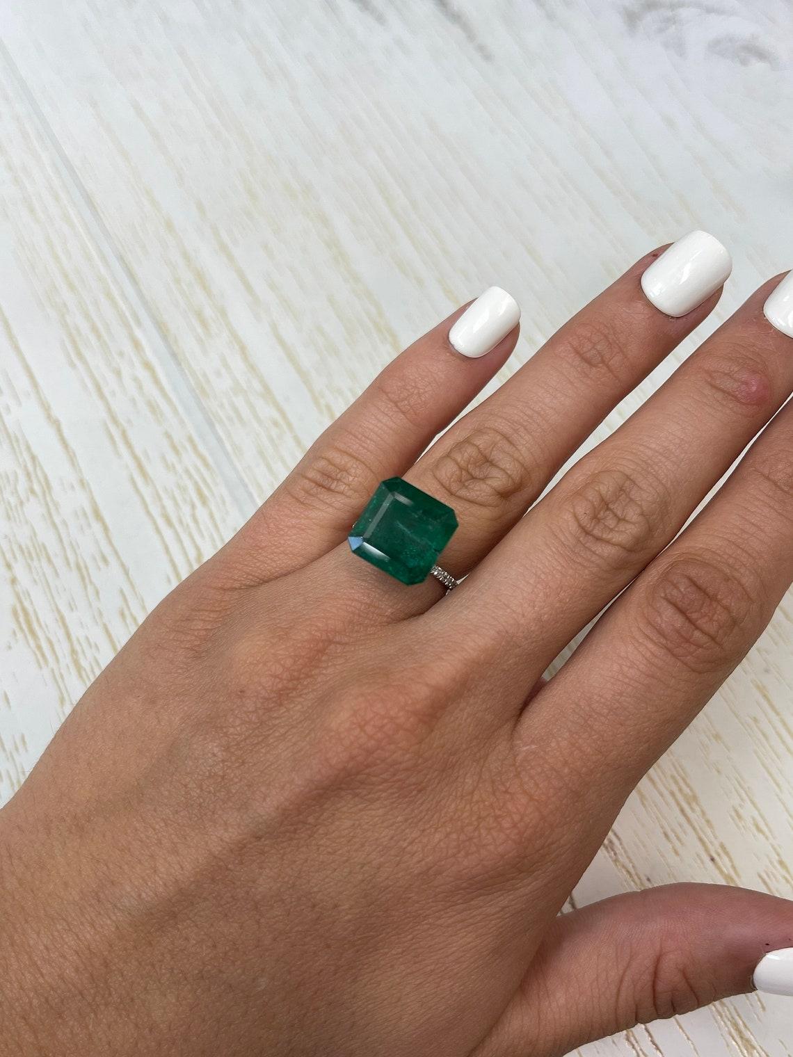 10.02 Carat 13.5x13.5 Dark Green Zambian Emerald - Asscher Cut May Birthstone For Sale 2
