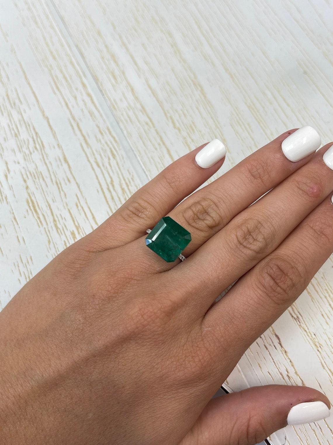 10.02 Carat 13.5x13.5 Dark Green Zambian Emerald - Asscher Cut May Birthstone For Sale 3