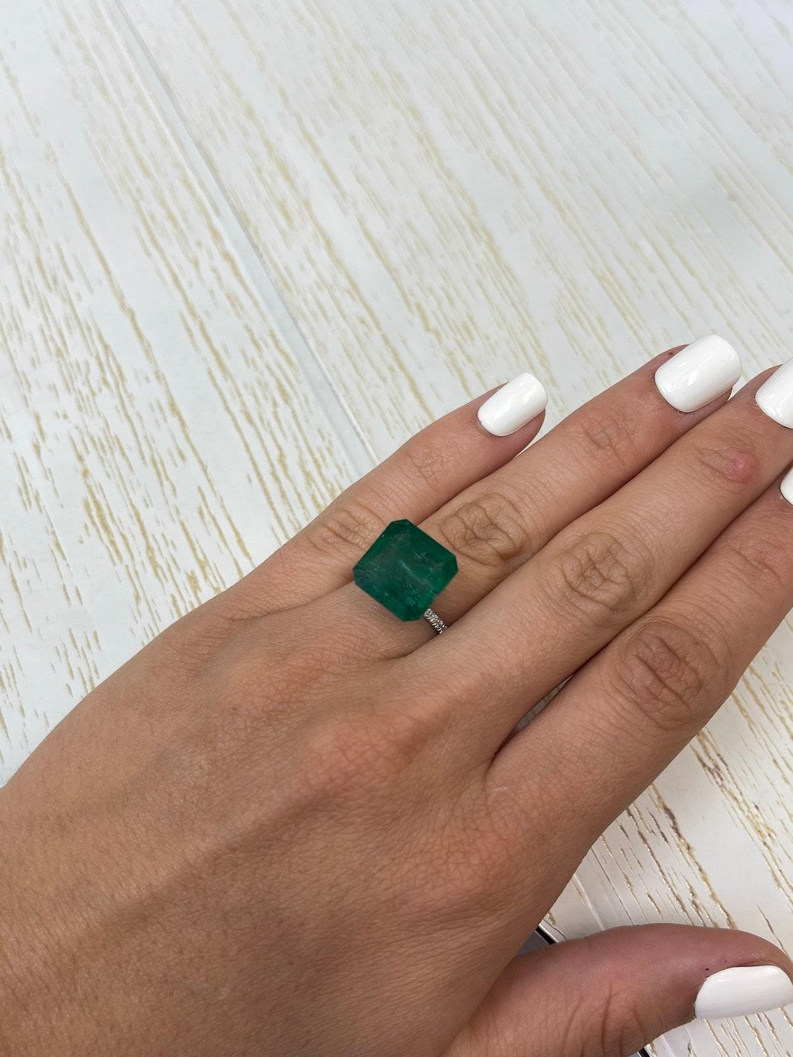 10.02 Carat 13.5x13.5 Dark Green Zambian Emerald - Asscher Cut May Birthstone For Sale 4