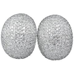 10.02 Carat 18 Karat Raised Puff Domed Diamond Cluster Earrings F/VS Bead Set