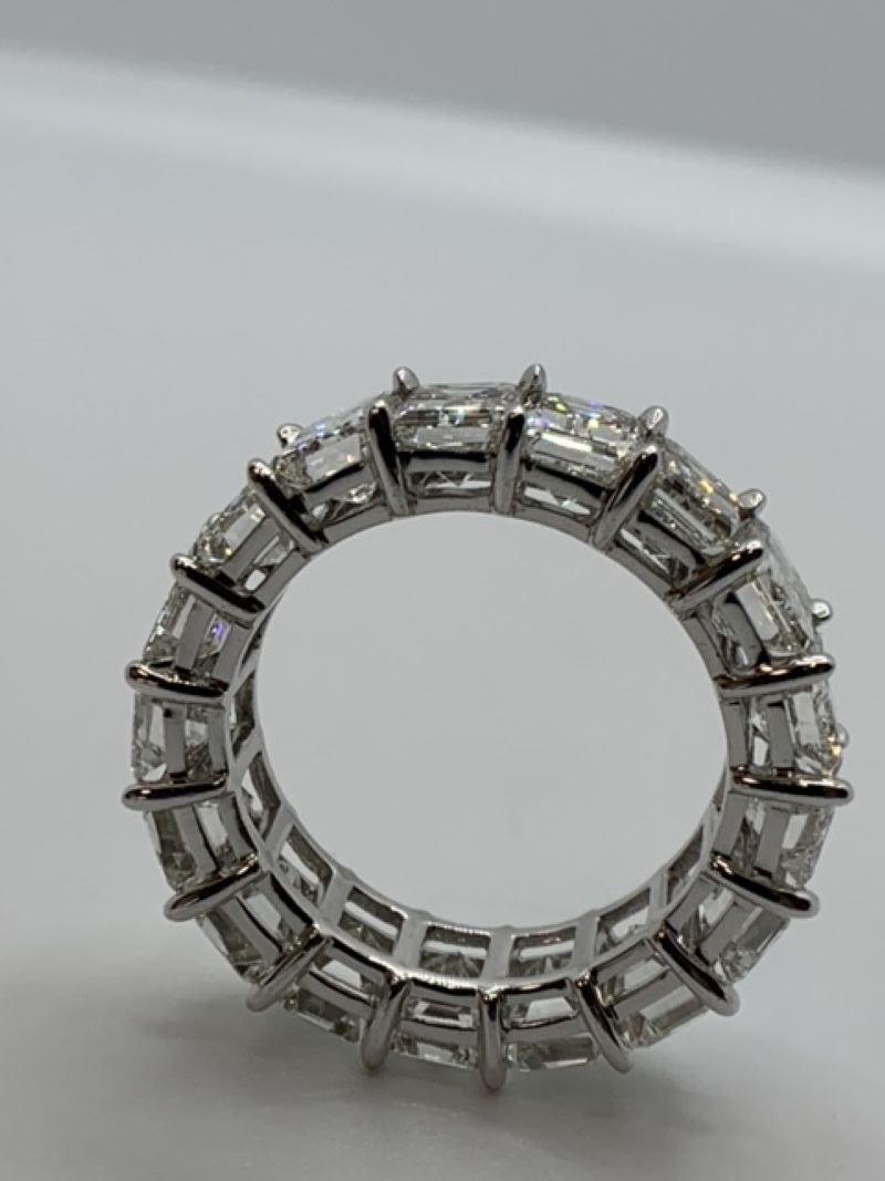 Contemporary 10.02 Carat Emerald Cut Diamond Eternity Band Ring
