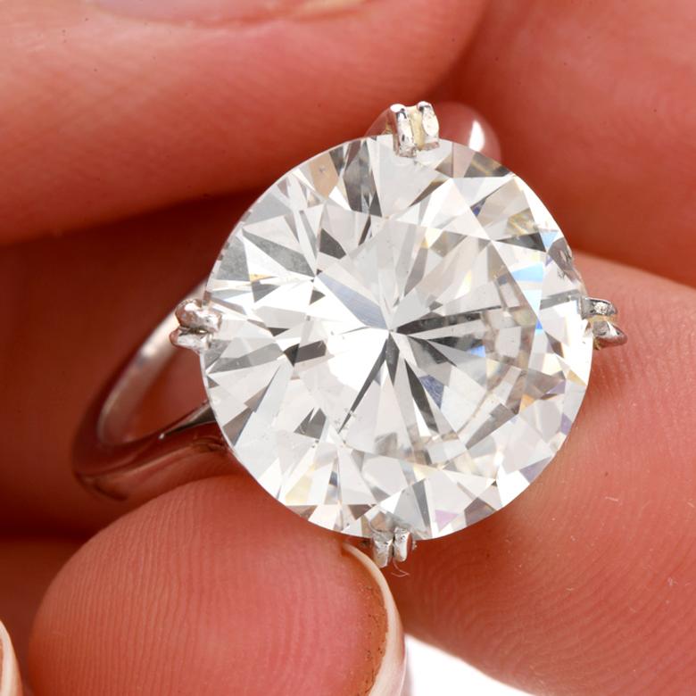Art Deco 10.02 Carat Round Diamond Platinum Solitaire Engagement Ring