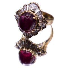 10.02 Carat Rubellite /18k Yellow Gold 2.31 Carats Fine Diamonds Cocktail Ring