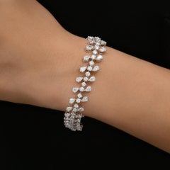 18K White Gold Zig-Zag Diamond Bracelet, 10.02ct SI1-SI2, "7 Inches"