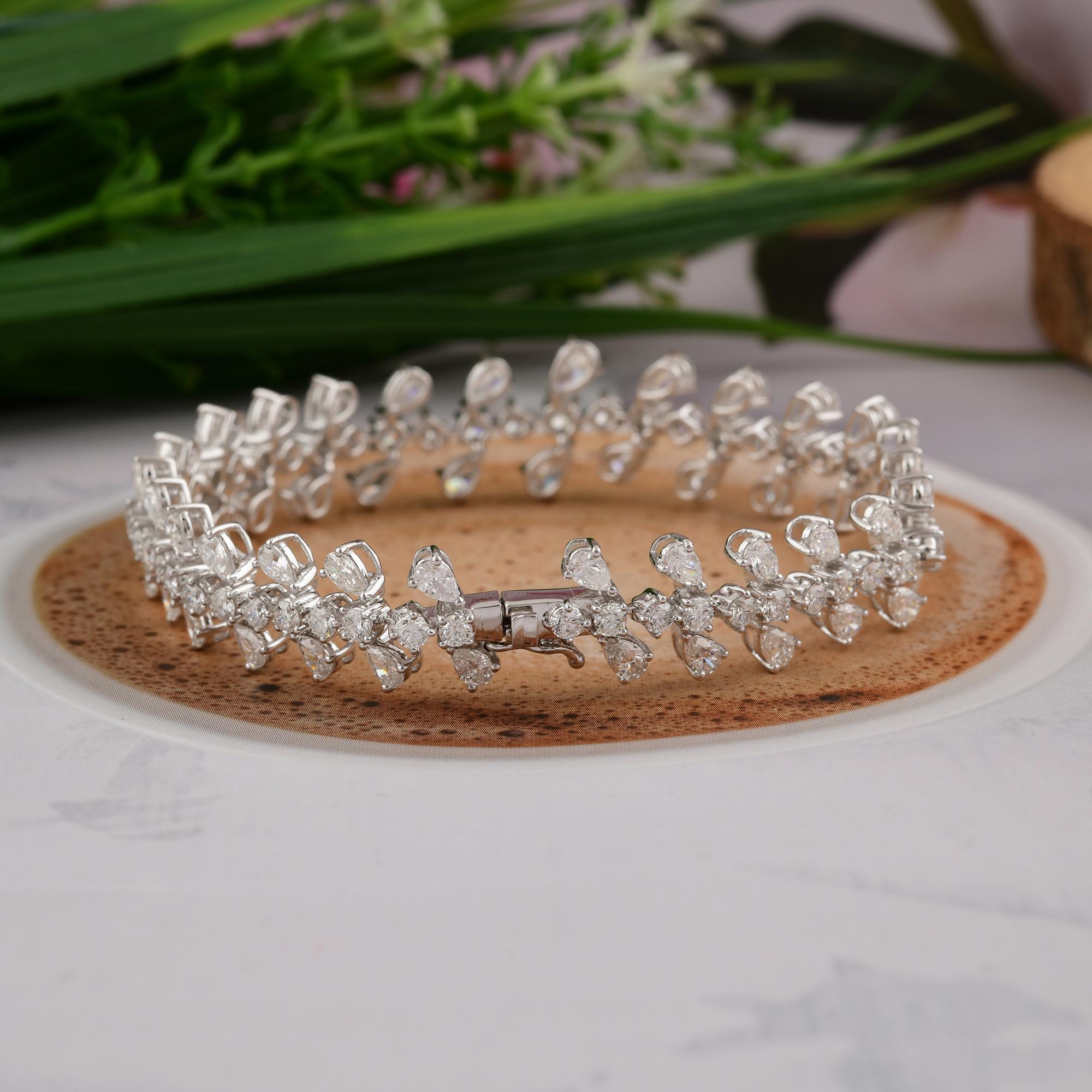 Moderne 10.02 Carat SI/HI Statement Diamond Wide Bracelet 18k White Gold Wedding Gift en vente