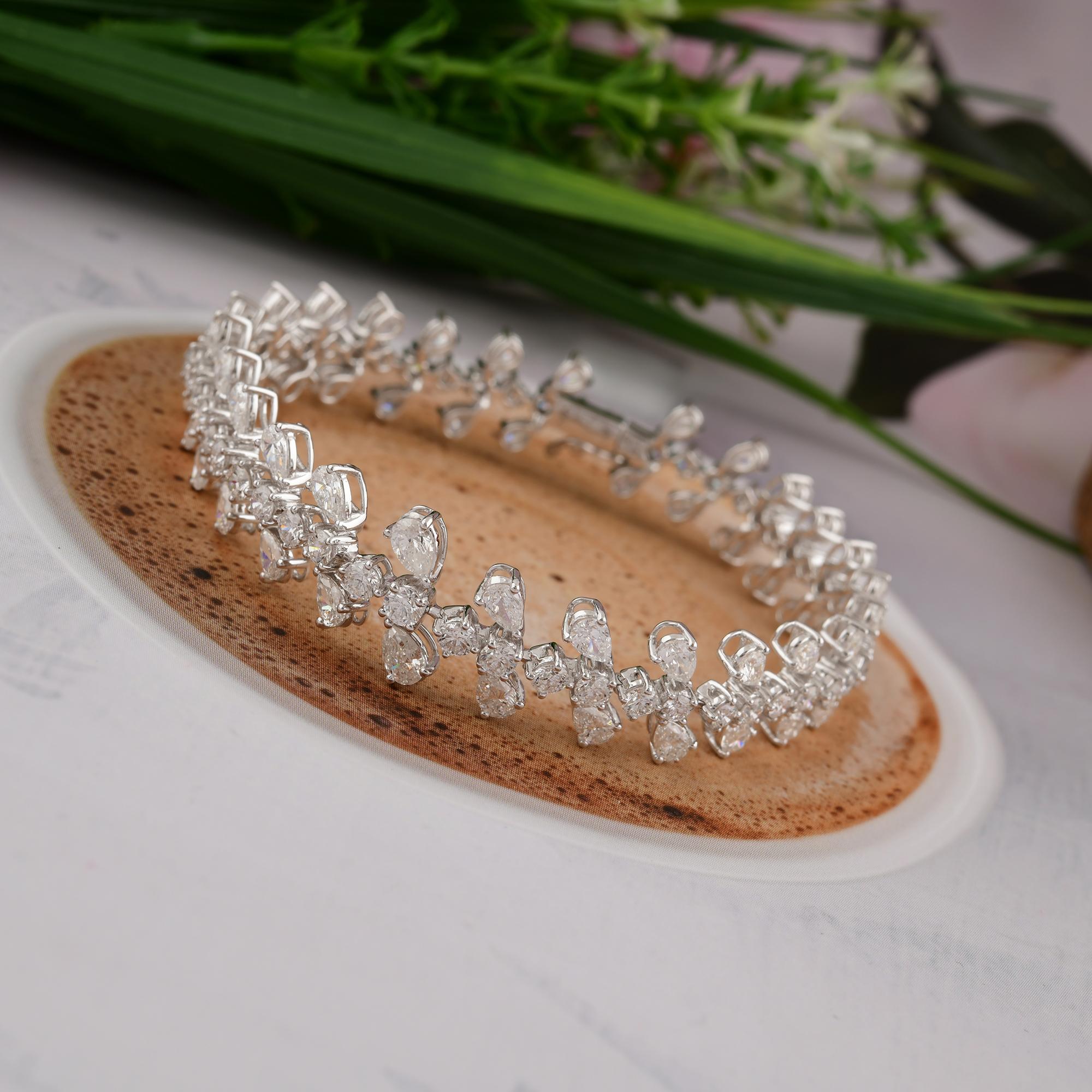 10.02 Carat SI/HI Statement Diamond Wide Bracelet 18k White Gold Wedding Gift Neuf - En vente à Diera, Dubai