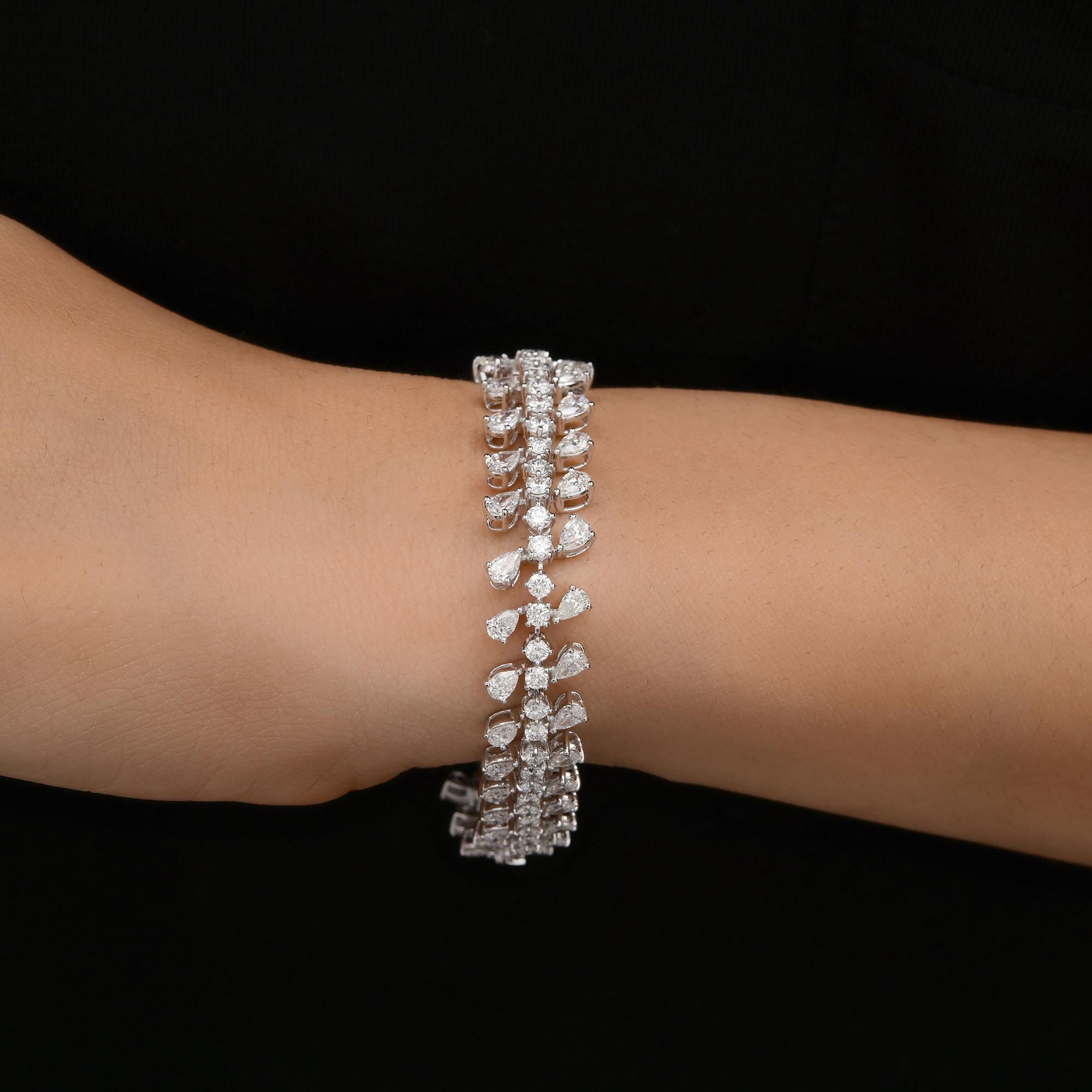 10.02 Carat SI/HI Statement Diamond Wide Bracelet 18k White Gold Wedding Gift Pour femmes en vente