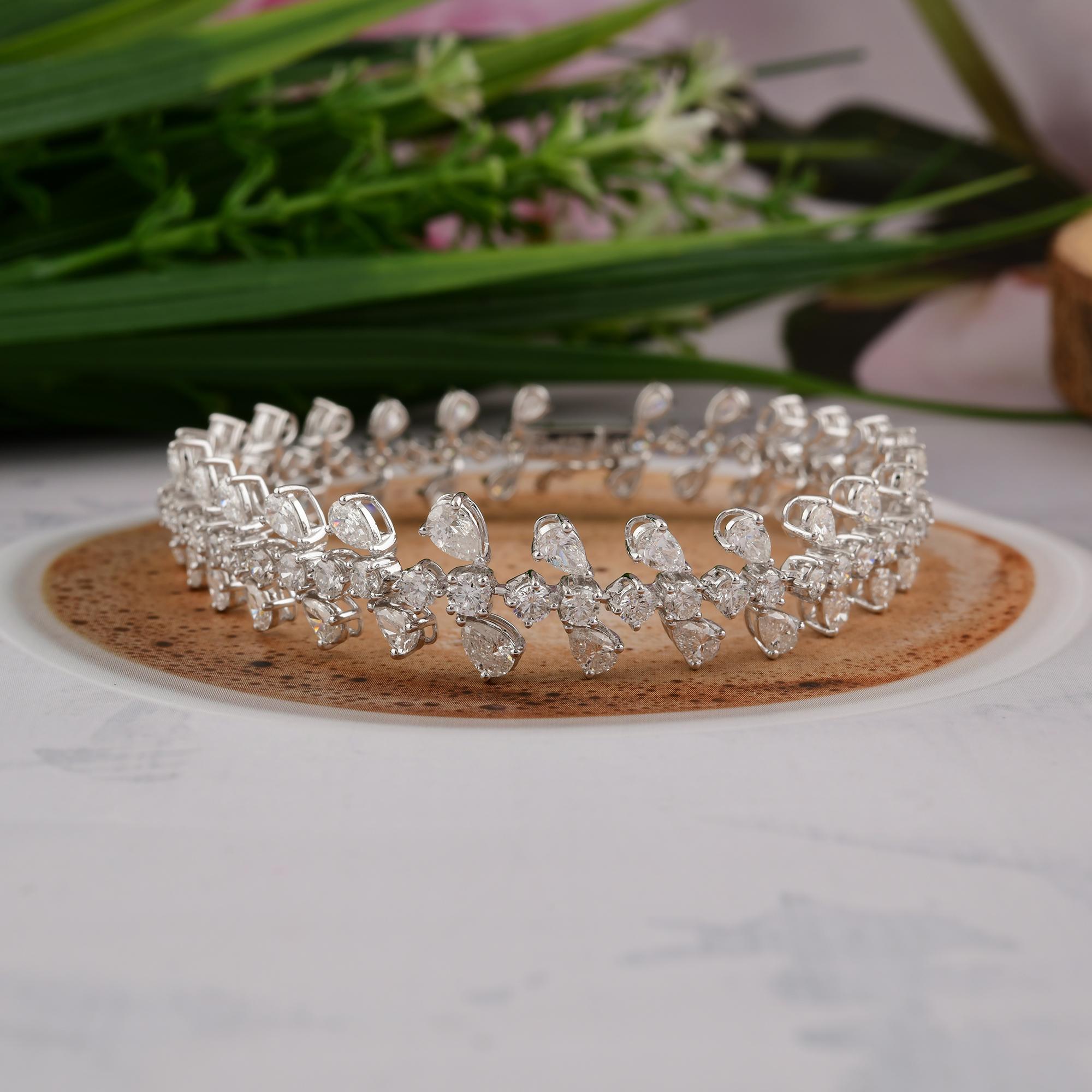 10.02 Carat SI/HI Statement Diamond Wide Bracelet 18k White Gold Wedding Gift en vente 1