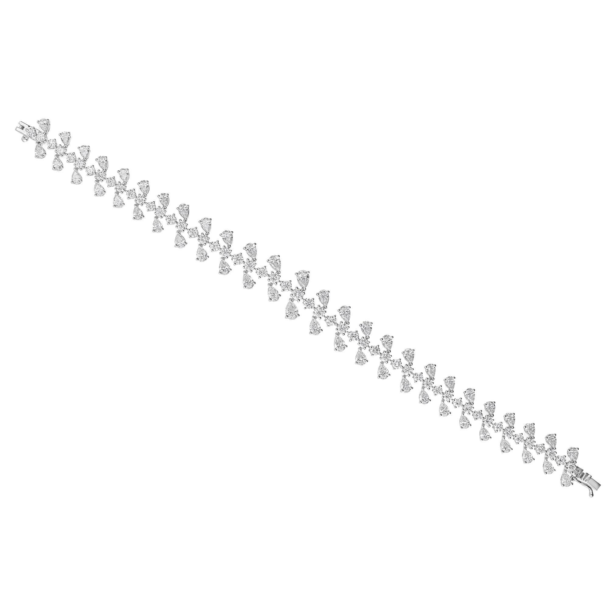 10.02 Carat SI/HI Statement Diamond Wide Bracelet 18k White Gold Wedding Gift
