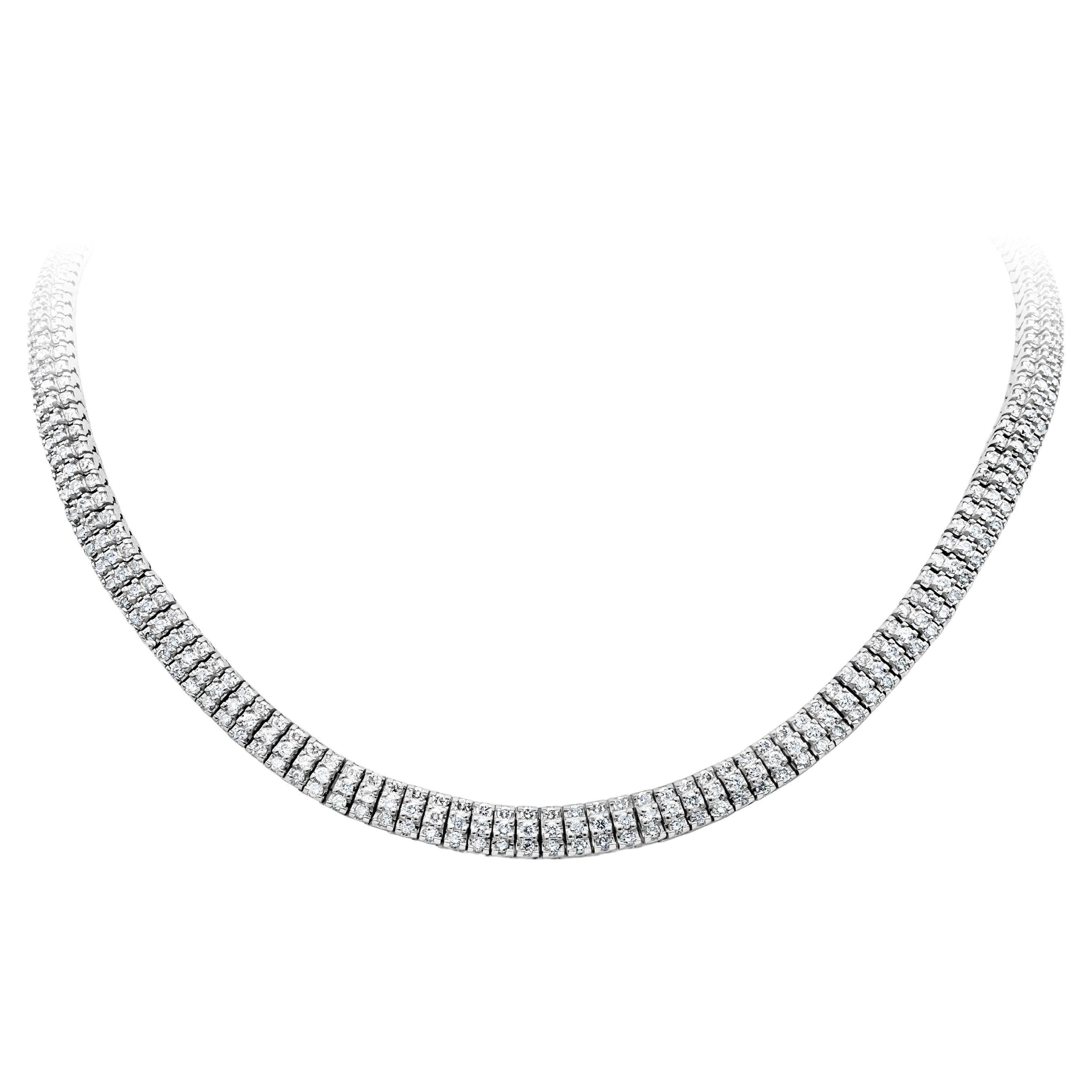 10.02 Carat Three Row Diamond Necklace  For Sale