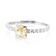 1.002 Carat, VS-1, Light Yellow, Earth-Mined Diamond Ring made in Platinum