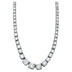 10.02 Carats Total Diamant rond brillant gradué Collier Tennis en Platine