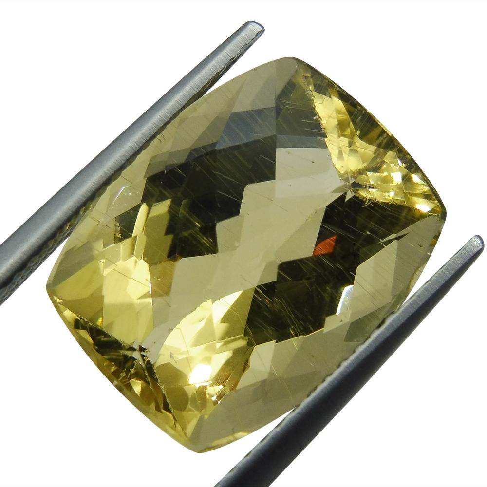 10.02 Ct Cushion Checkerboard Heliodor/Golden Beryl CGL-GRS Certified For Sale 2