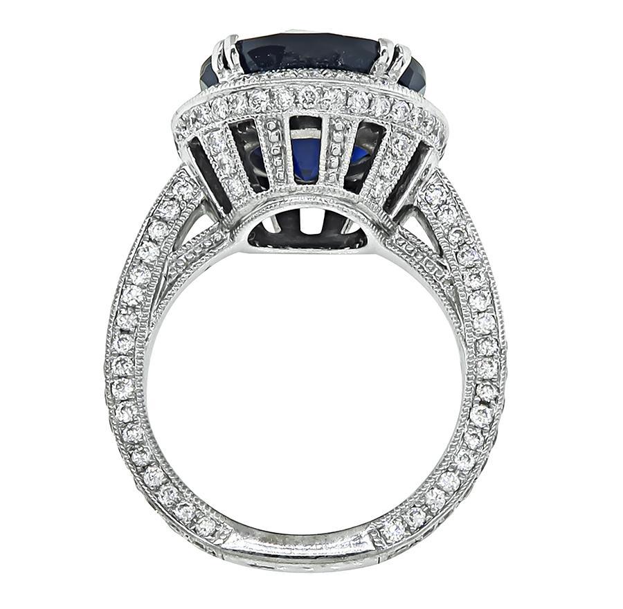 10.02ct Ceylon Sapphire 2.50ct Diamond Engagement Ring In Good Condition For Sale In New York, NY
