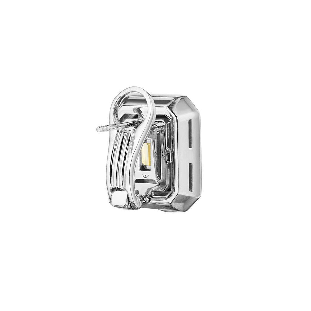 Modern 10.02ct GIA Emerald Cut Yellow Diamond Earrings & Baguette Diamond Halo in 18KT For Sale