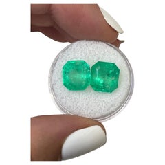 10.02tcw Matching Asscher Cut Colombian Emerald Pair 10x10 Genuine Loose Gems