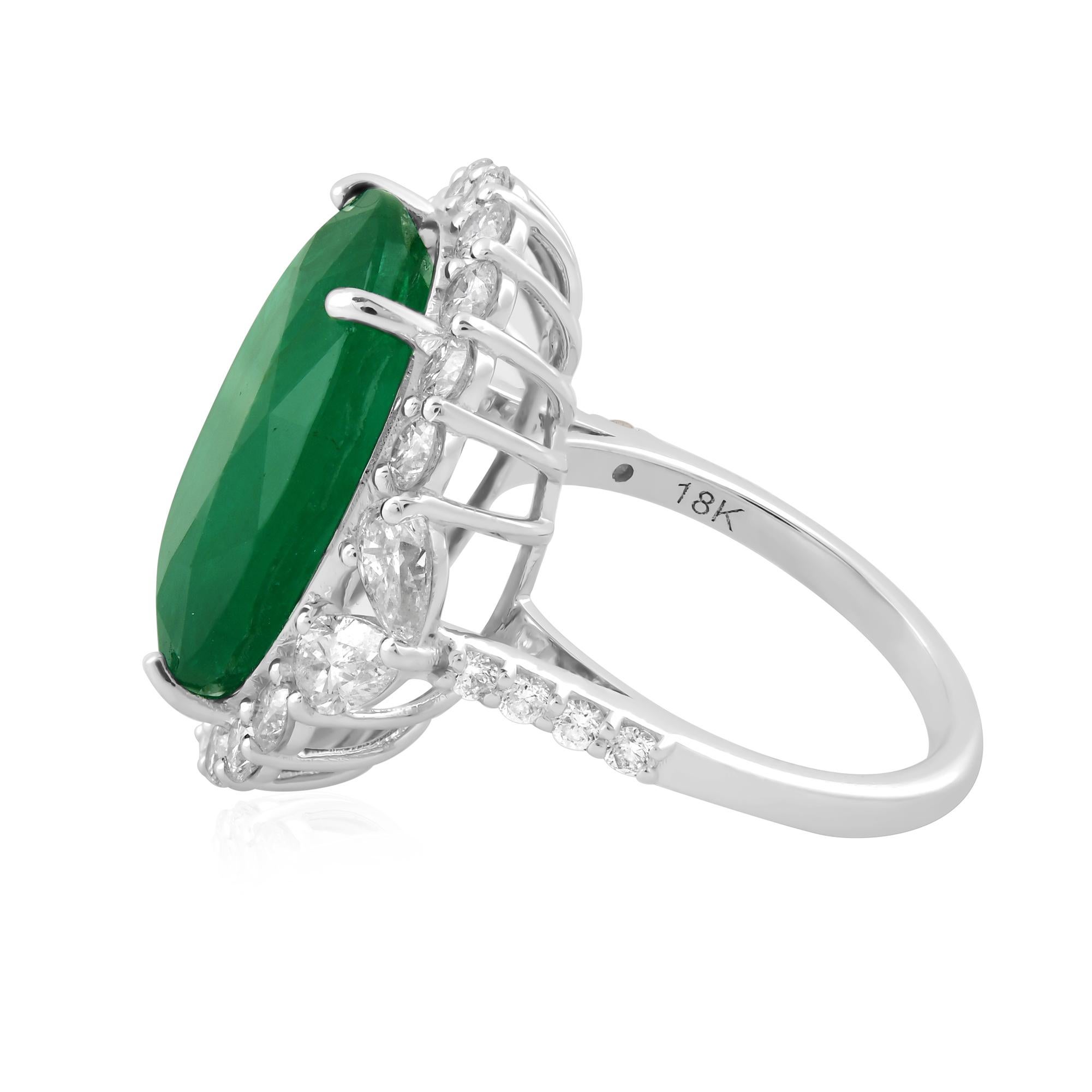 10,03 Karat Smaragd-Cocktailring 1,52 Karat Diamant 18 Karat Weißgold Schmuck (Ovalschliff) im Angebot
