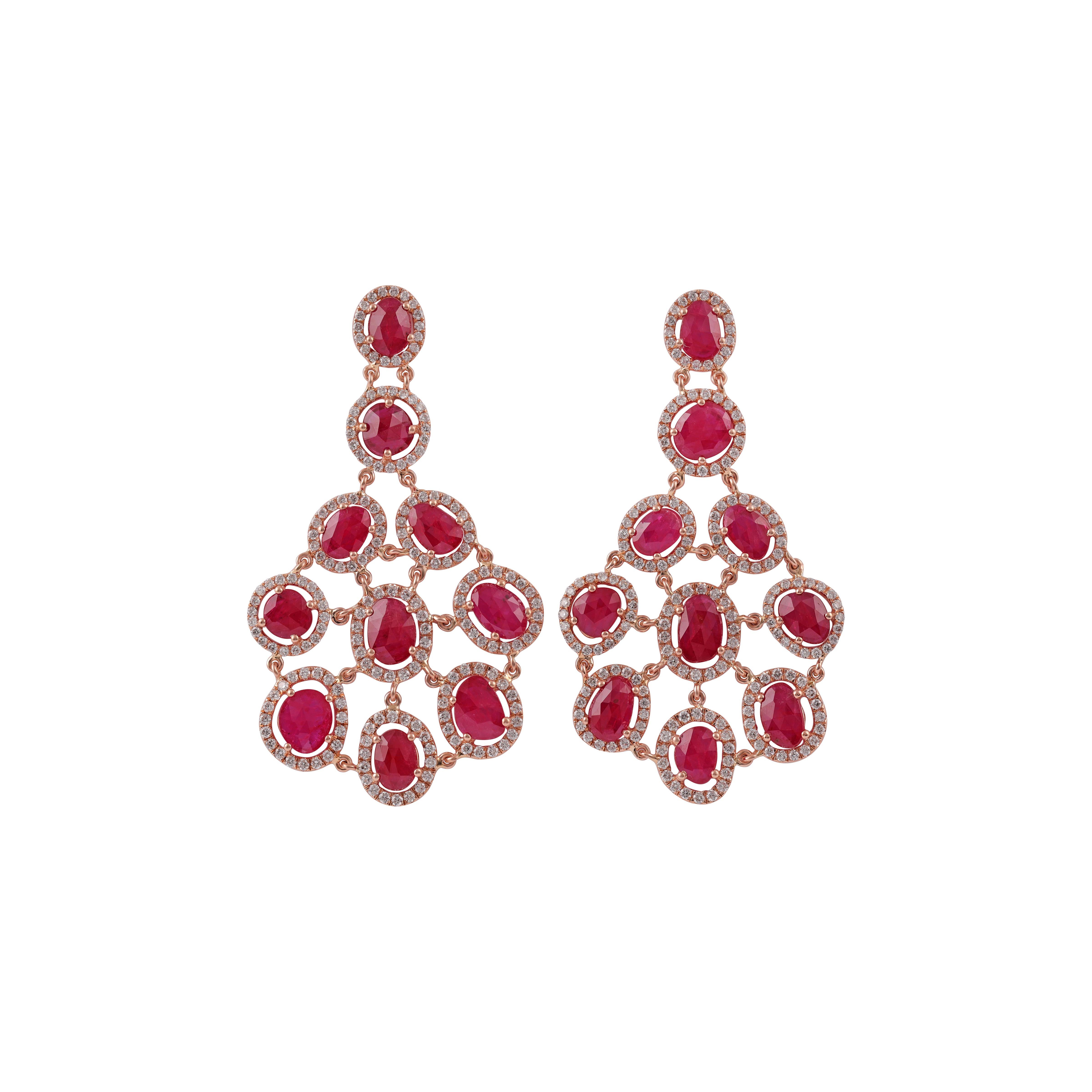 Magnificent Mozambique Ruby  & Diamonds Long Earrings in 18k Gold  
Mozambique Ruby approx. 10.03 CTS
373 Round brilliant cut diamonds 2.48 CTS
Gold 18k - 11.58gm

Custom Services
Request Customization