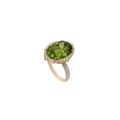 10.03 Carat Peridot and Diamond Ring in 18K Rose Gold