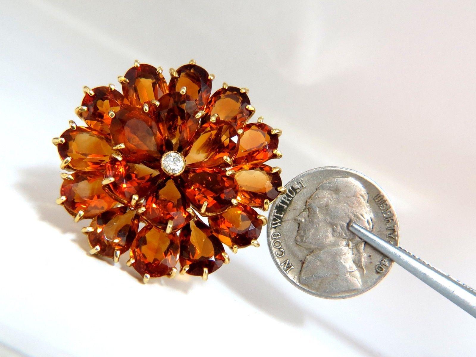 100.36 Carat Natural Golden Citrine Cluster Diamond Earrings 18 Karat In New Condition In New York, NY