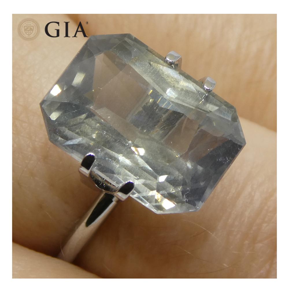 Saphir octogonal/émeraude taille 10,03 carats, bleu verdâtre grisâtre à violet grisâtre en vente 10