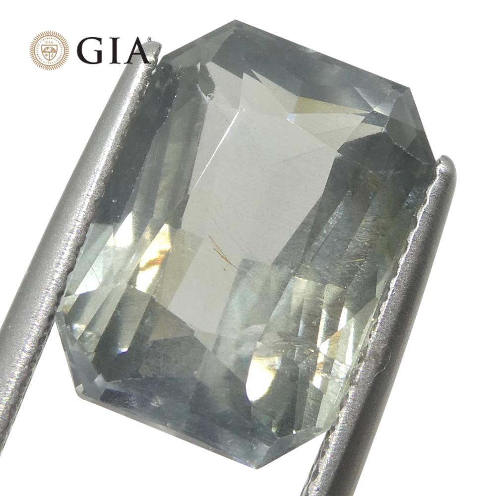 Saphir octogonal/émeraude taille 10,03 carats, bleu verdâtre grisâtre à violet grisâtre en vente 2