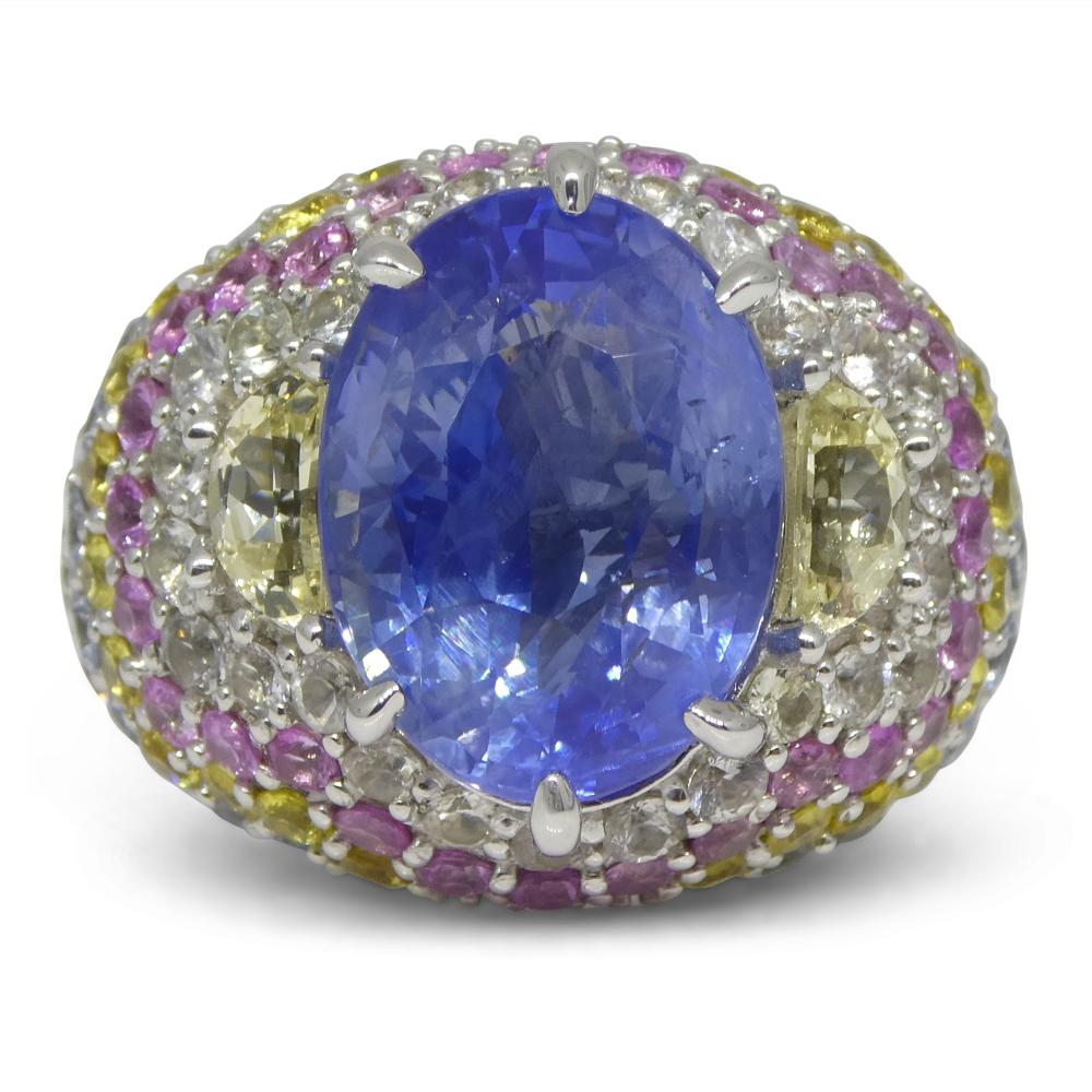 10.03ct Unheated Blue Sapphire Cluster Ring in 18k White Gold 5